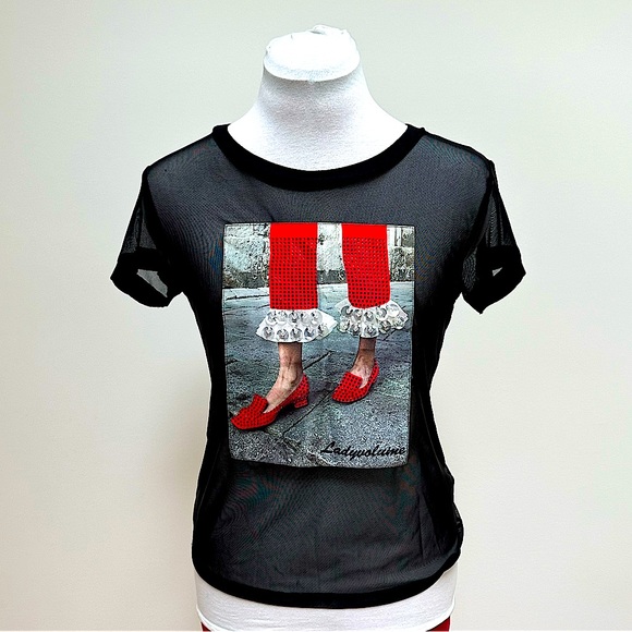 Statement graphic mesh tee. - Picture 1 of 3